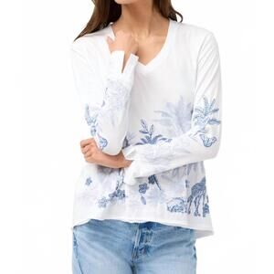 NEW JOHNNY WAS riley slit sleeve tee in white